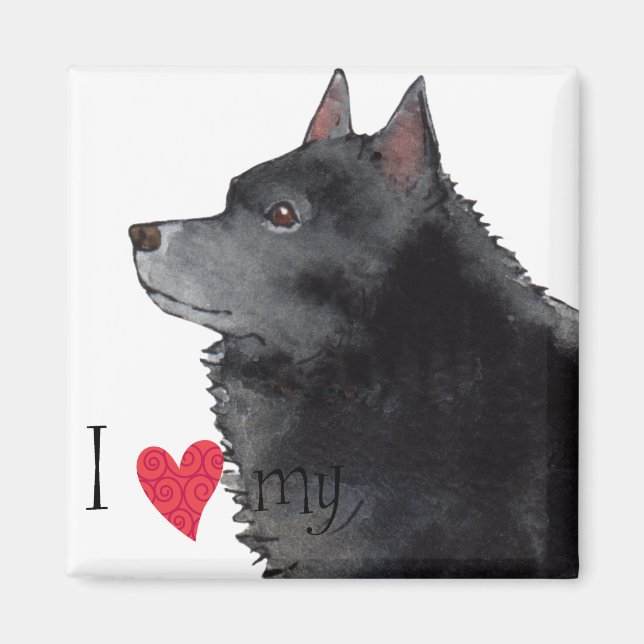 Aimant J'aime mon Schipperke (Devant)