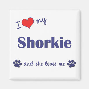 Aimant J'aime mon Shorkie (le chien femelle)
