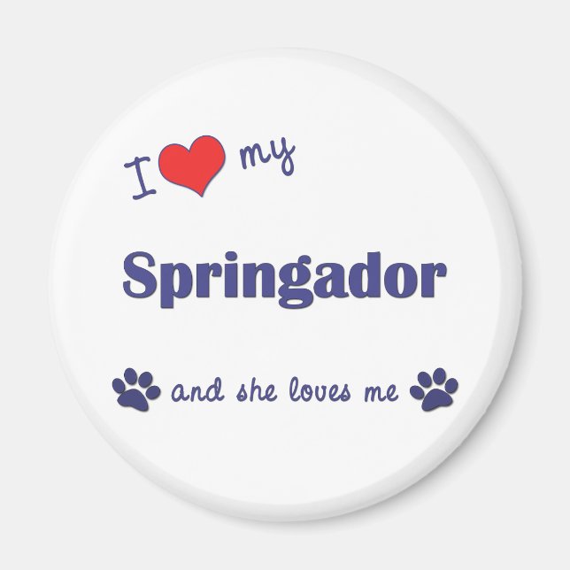 Aimant J'Aime Mon Springador (Chien Féminin) (Devant)