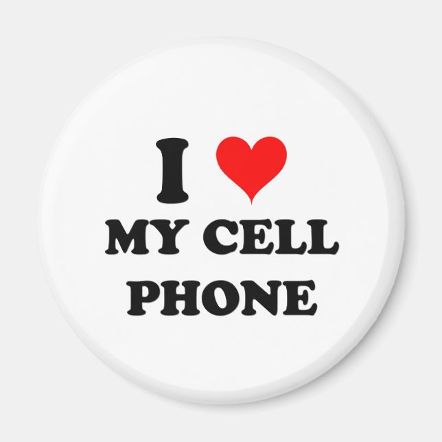 Aimant J'Aime Mon Téléphone Portable (Devant)