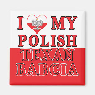 Aimant J'Aime Mon Texan Polonais Babcia