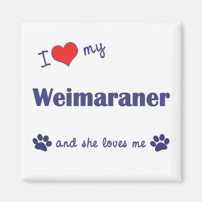 Aimant J'Aime Mon Weimaraner (Chien Femme) (Devant)