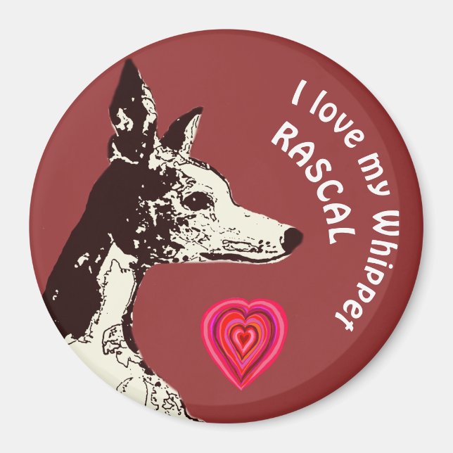 Aimant J'aime mon Whippet (Devant)