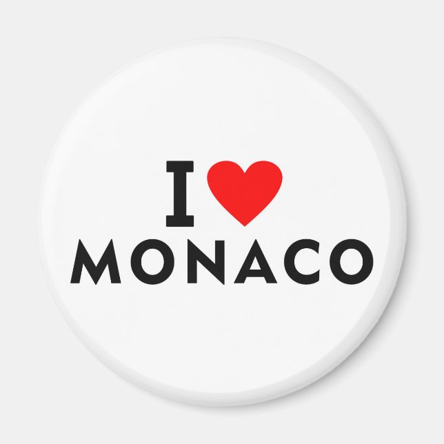 Aimant J'aime Monaco pays comme voyage de coeur tourisme (Devant)