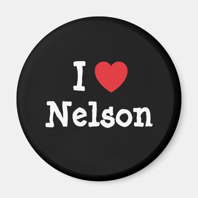 Aimant J'aime Nelson coeur personnalisé (Devant)