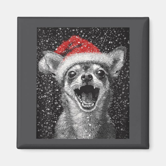 Aimant J'aime Noël Chihuahua  (Devant)
