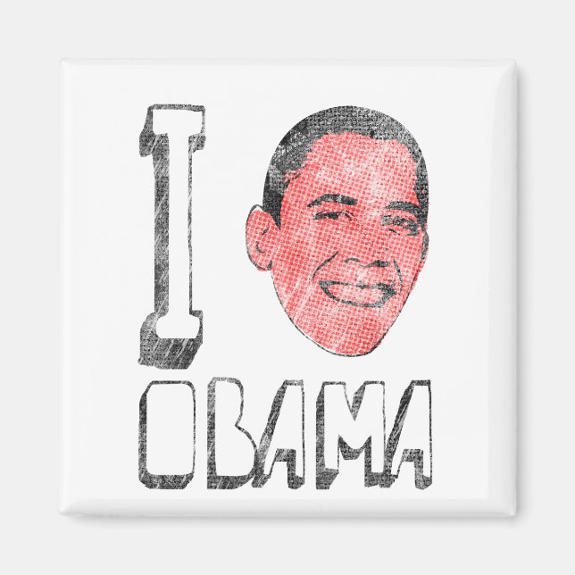 Aimant J'aime Obama du coeur (Devant)