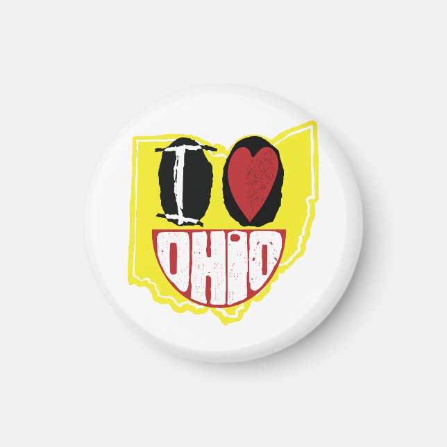 Aimant J'Aime Ohio Sourire Un Visage Heureux (Devant)
