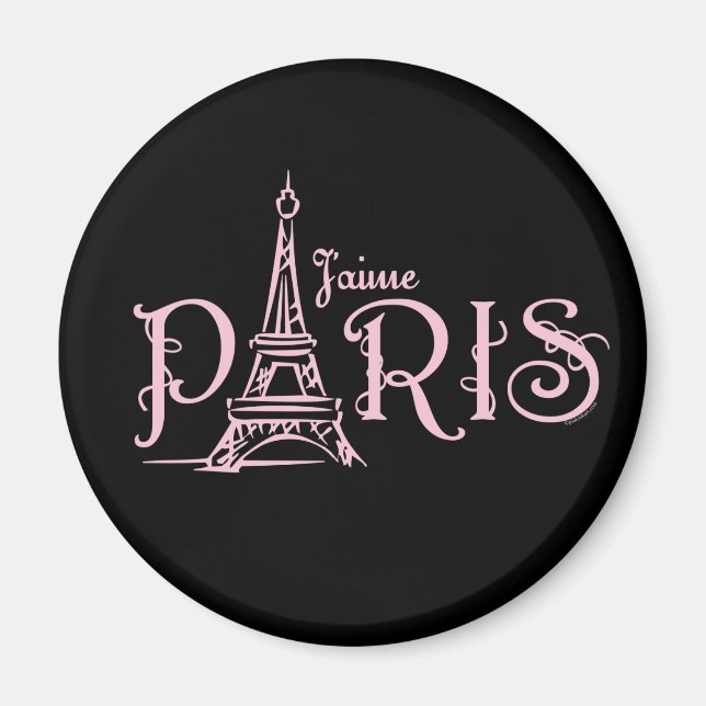 Aimant J'aime Paris (noir) (Devant)