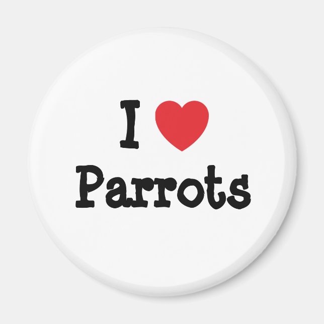 Aimant J'aime Parrots coeur personnalisé (Devant)