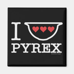 Aimant J'aime Pyrex - le bol mélangeur avec des coeurs