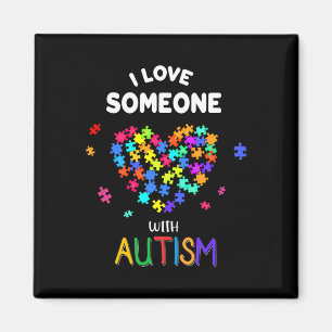 Aimant J'Aime Quelqu'Un Avec Autisme Tee Autism Parle Con