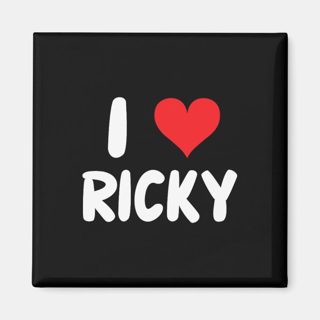 Aimant J'aime Ricky - Cœur - Nom  (Devant)