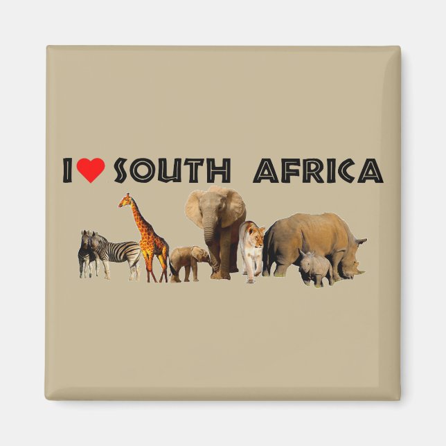 Aimant J'aime South Africa Wildlife Collector (Devant)