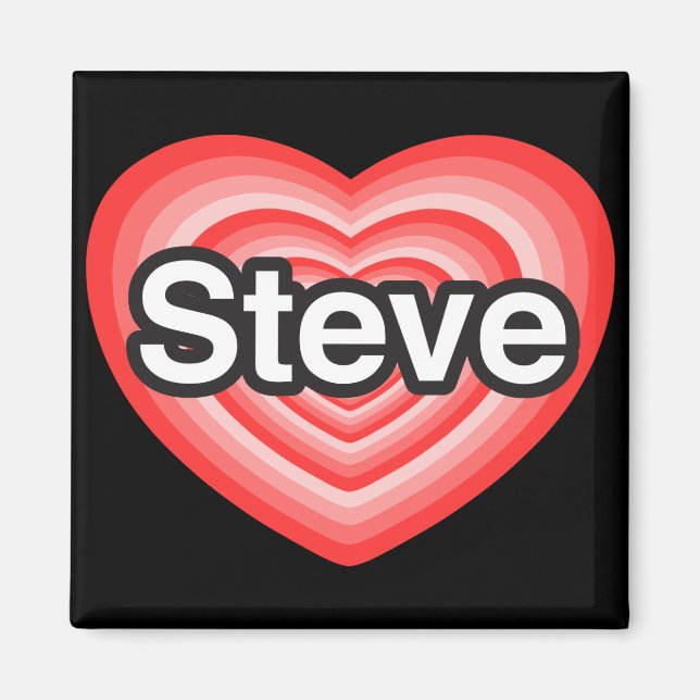 Aimant J'aime Steve. Je t'aime Steve. Cœur (Devant)