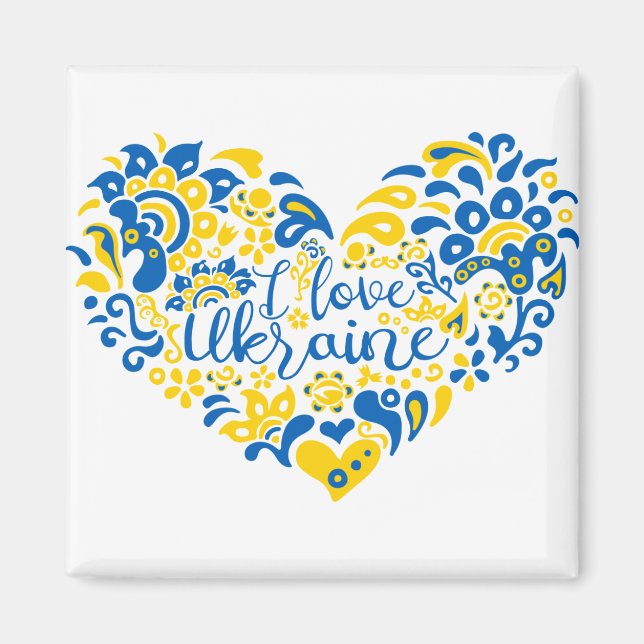 Aimant J'aime Ukraine inspiration citation coeur (Devant)