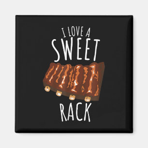 Aimant J'Aime Un Bac Sucré Drôle Barbecue Grillades Ribs