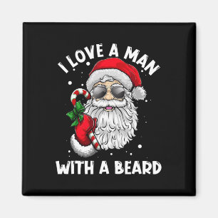 Aimant J'aime un homme avec un Père Noël barbu Christmas
