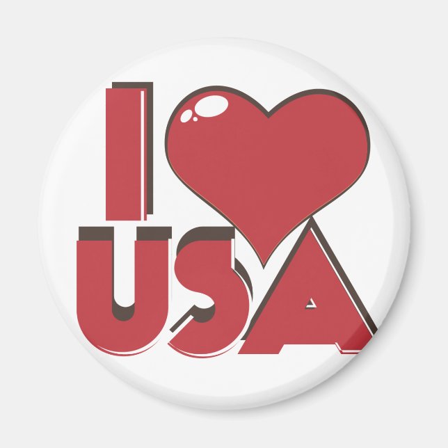 Aimant J'aime USA Rétro 80s (Devant)