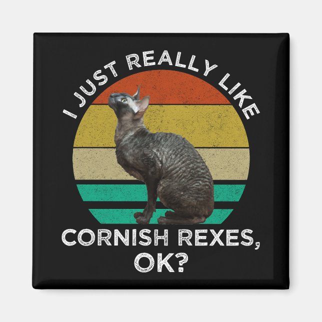 Aimant J'aime vraiment beaucoup les Cornish Rex, OK ? (Devant)