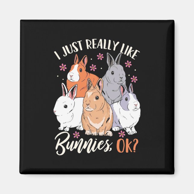 Aimant J'Aime Vraiment Les Lapins (Devant)