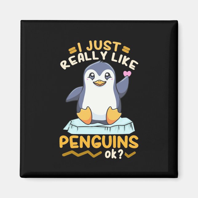 Aimant J'Aime Vraiment Les Pingouins (Devant)