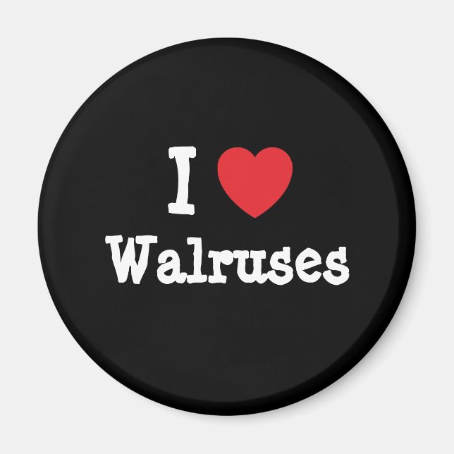 Aimant J'aime Walruses coeur personnalisé (Devant)