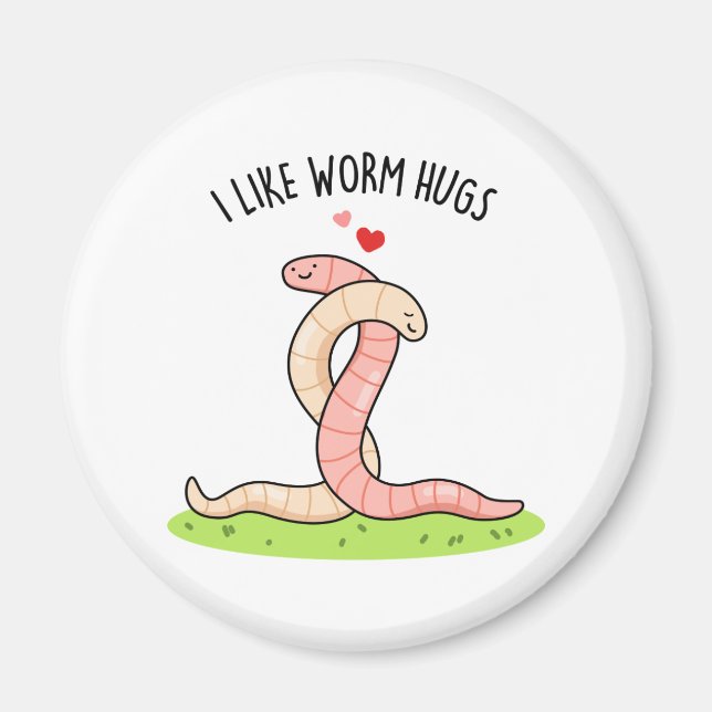 Aimant J'Aime Worm Hugs Funny Warm Worm Pun (Devant)