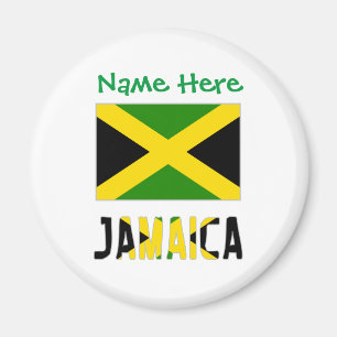 Aimant Jamaïque Jamaïque Drapeau vert ronde de personnali