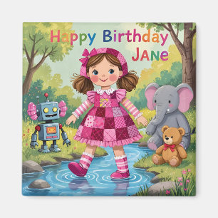 Aimant JANE ~ ANNIVERSAIRE Jolie fille Robot éléphant Ted