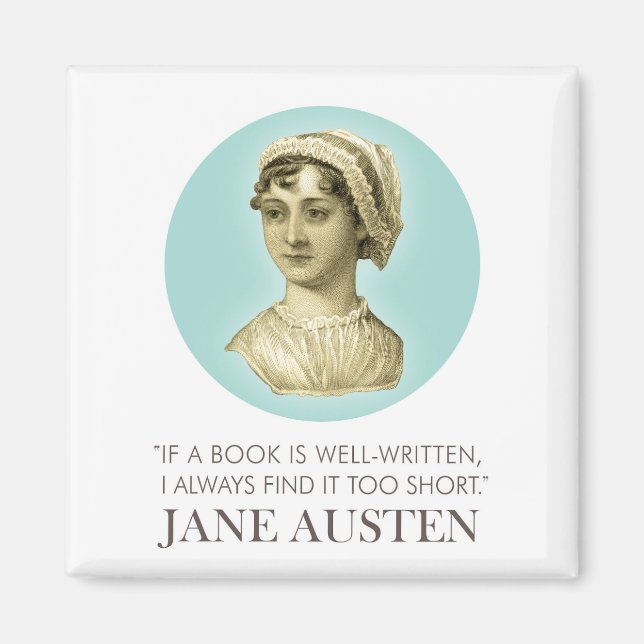 Aimant Jane Austen Portrait et citation sur la lecture (Devant)