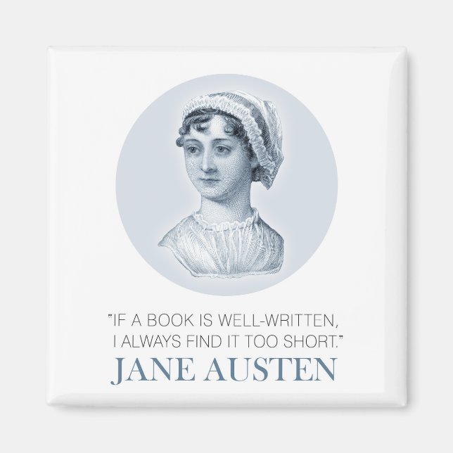 Aimant Jane Austen Portrait et citation sur la lecture (Devant)