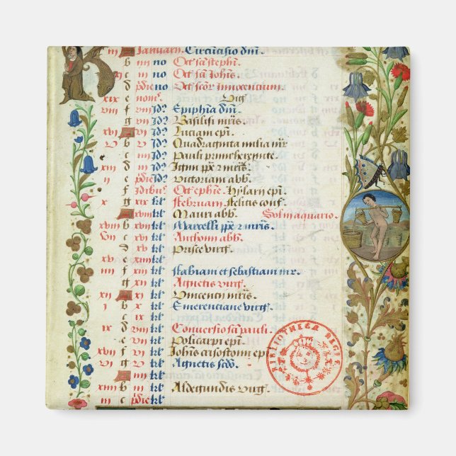 Aimant Janvier ; chiffres manger et boire (Devant)