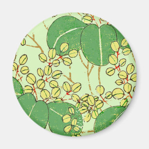 Aimant Japanese Leaf Floral Botanical Art Pattern