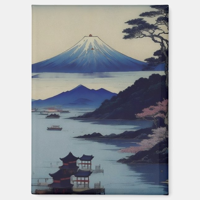 Aimant Japanese Mount Fuji Landscape Ukiyo-e Style  (Recto)