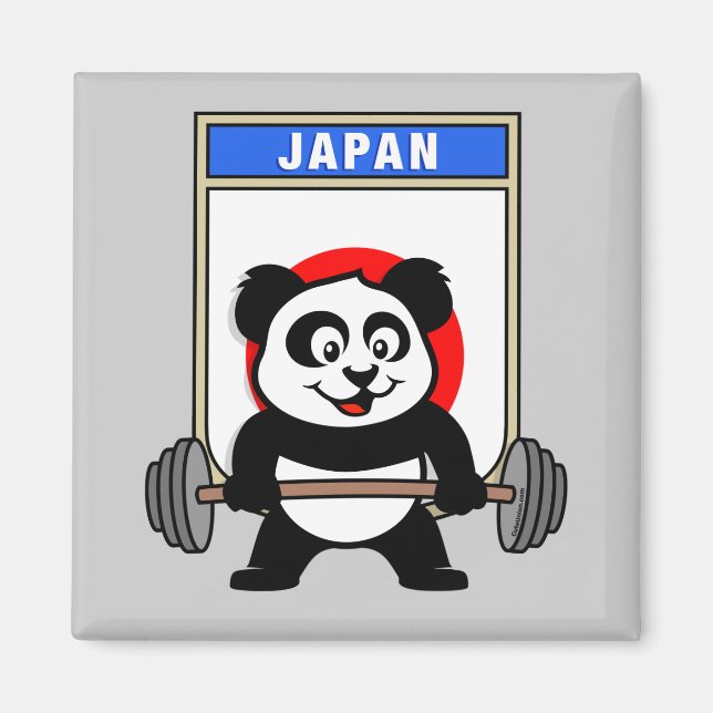 Aimant Japon Panda haltérophilie (Devant)