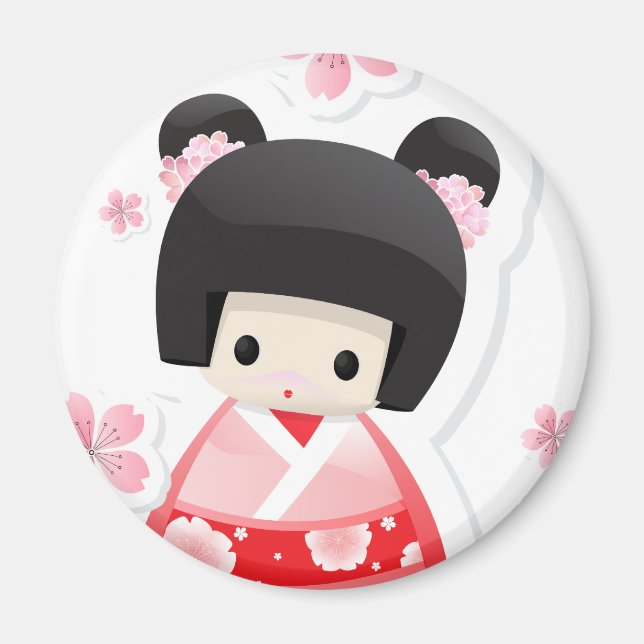 Aimant Japonais Geisha Doll - série buns (Devant)