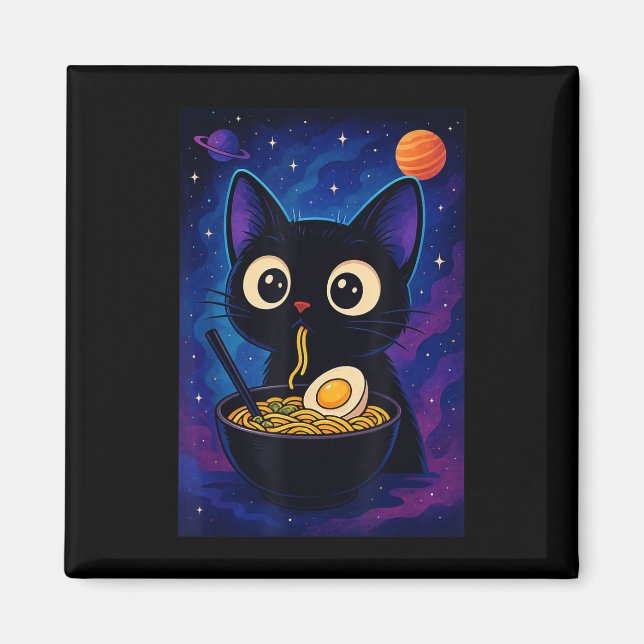 Aimant Japonais Kawaii Anime Chat Ramen Graphisme Drôle H (Devant)