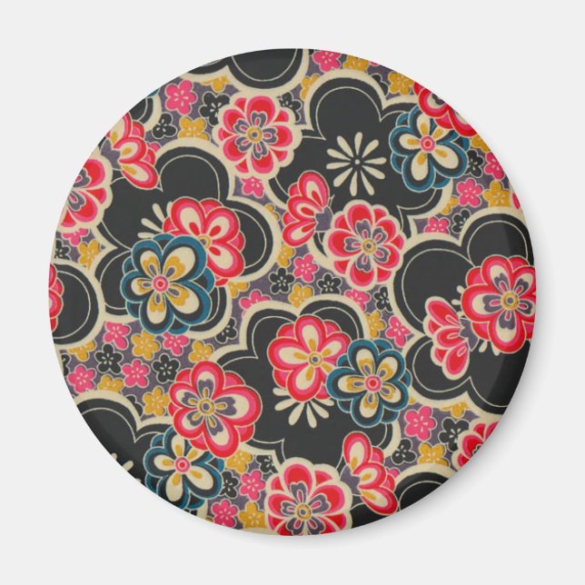 Aimant Japonais rétro Kimono Origami Sakura Flower (Devant)