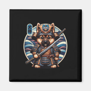 Aimant Japonais Samurai Chien Tattoo, berger allemand Kaw