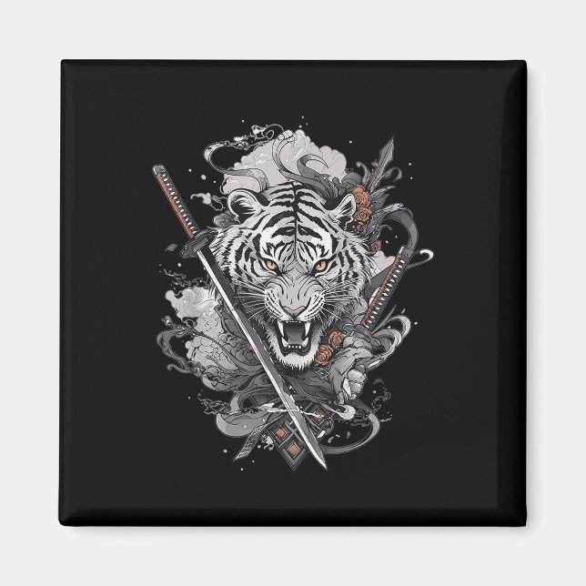 Aimant Japonais Samurai Ronin épée Katana Japon Tiger Ta (Devant)
