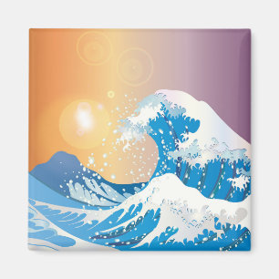 Aimant Japonais Wave Art Sunset Ocean