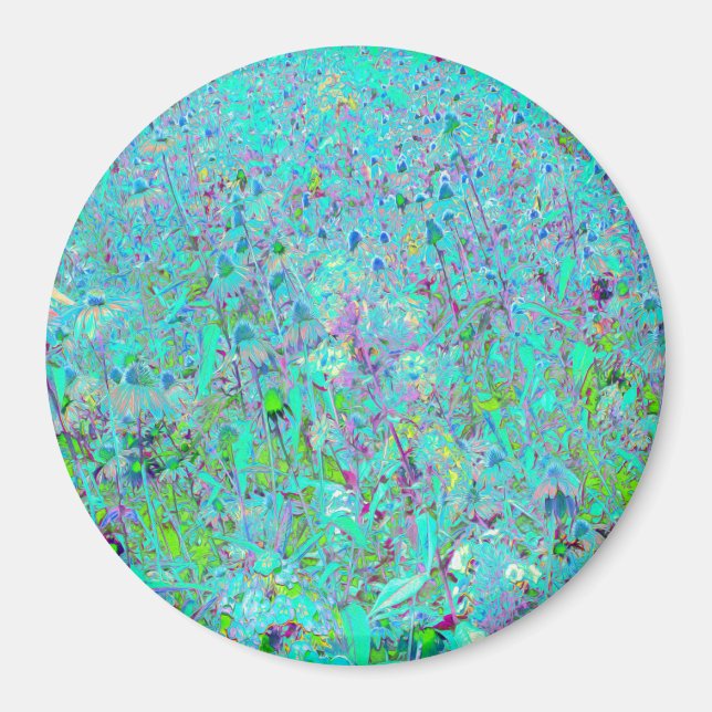 Aimant Jardin à fleurs vert et violet Abstrait Aqua (Devant)