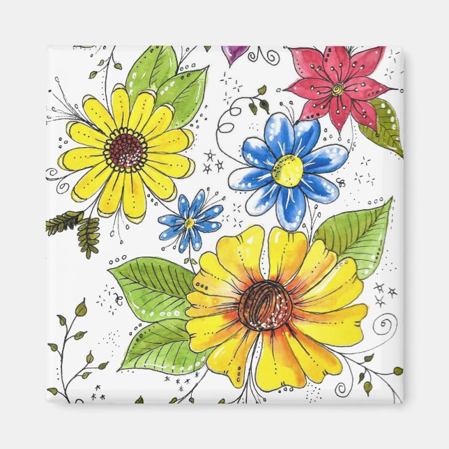 Aimant Jardin aux fleurs blanches (Devant)