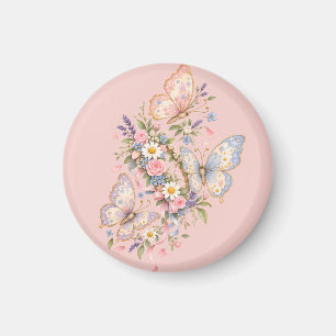 Aimant Jardin d'anniversaire papillon pastel