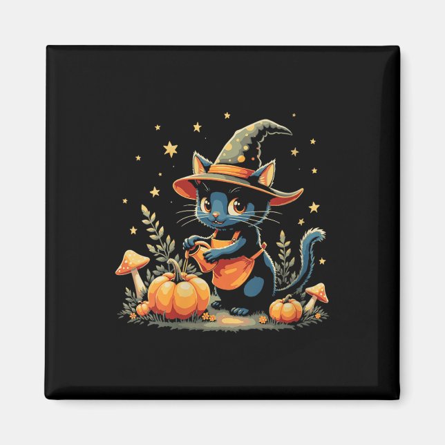 Aimant Jardin d'automne de patch de citrouille de chat de (Devant)