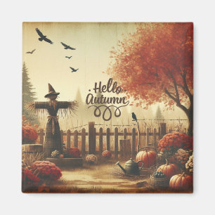 Aimant Jardin d'automne & épouvantail