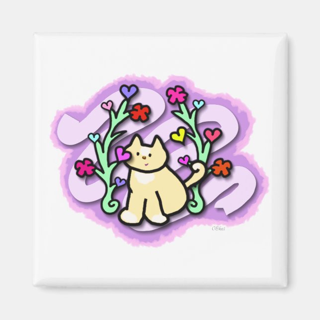 Aimant Jardin de chat rempli d'amour et de couleur (Devant)