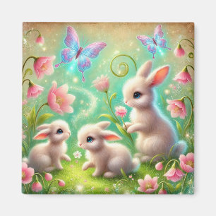 Aimant Jardin de lapin de printemps Imaginaire