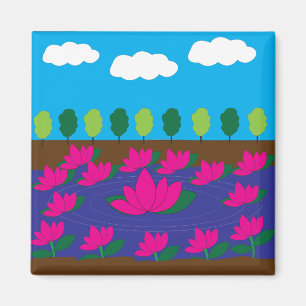 Aimant Jardin d'eau de fleur de lotus rose